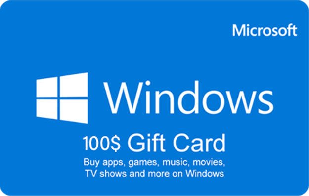 تصویر از کارت هدیه ویندوز 100 دلاری